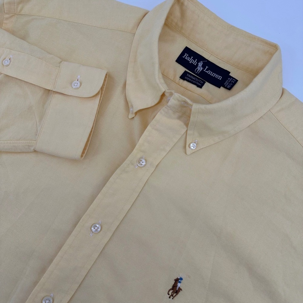 Ralph Lauren Button Down Mens 16.5 33 Yellow Yarmouth Oxford Long Sleeve Shirt